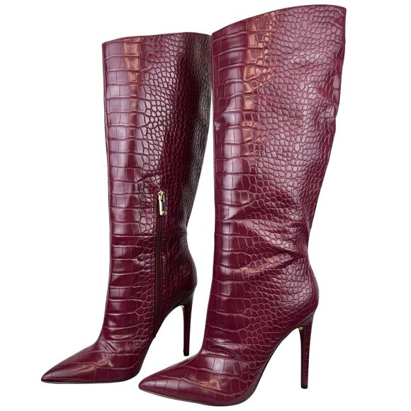 Jlo Jennifer Lopez Dark Red Adalynn Tall Stiletto Boots (Sz 9) - Picture 1 of 12